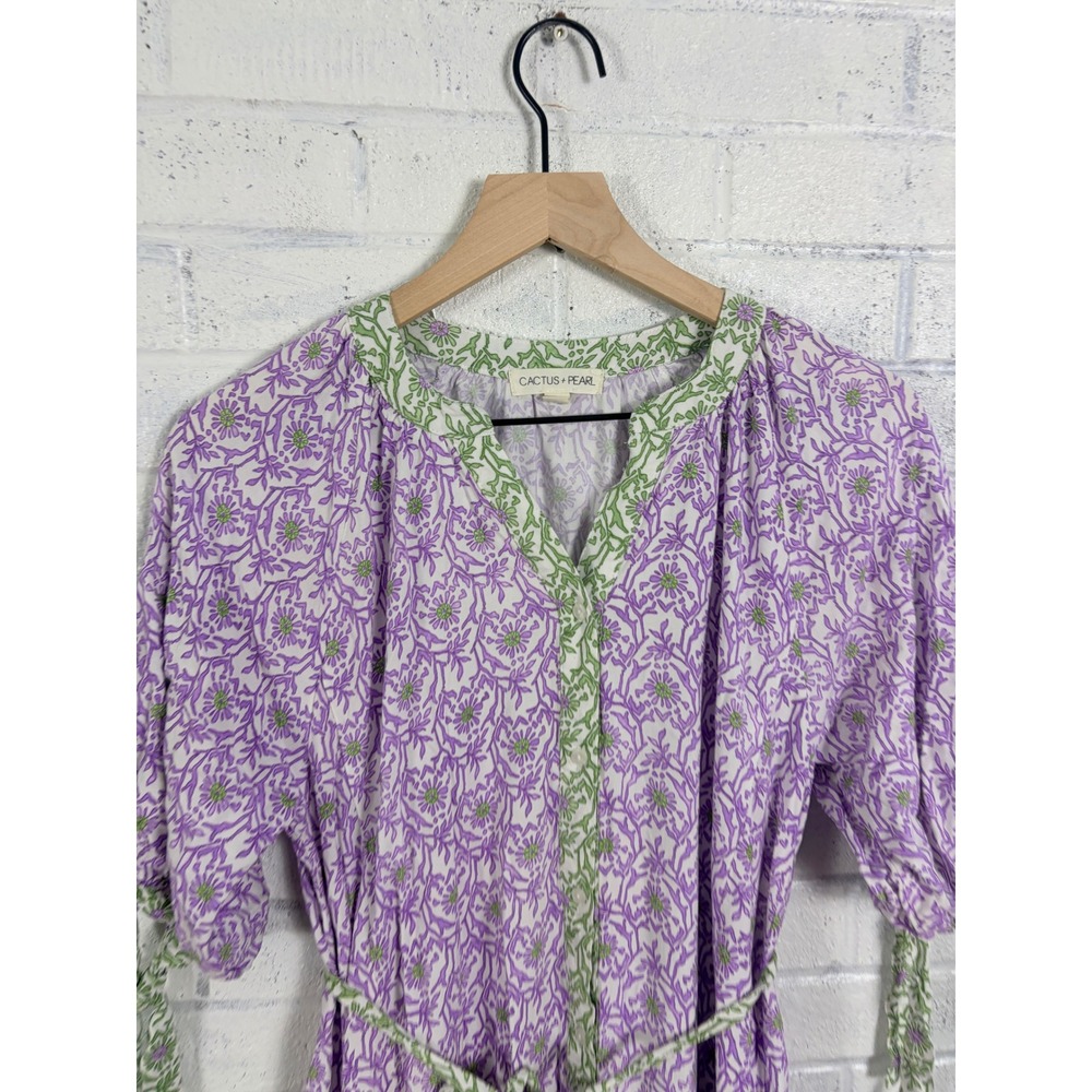 Cactus + Pearl Maxi Dress Womens S Purple Floral Tiered Peasant Boho Cottagecore - Picture 3 of 14